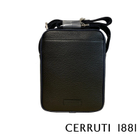 【Cerruti 1881】限量2折 義大利頂級小牛皮斜背包側背包 CEBO06094M 全新專櫃展示品(黑色)
