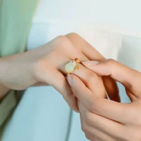 兔年本命年手鏈項鏈耳釘戒指女ins小眾設計兔年4件套首飾潮送女友玉兔戒指【1只】