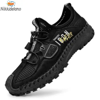 Men Summer Casual Shoes Fashion Breathable Walking Shoes Thick Sole Boat Shoes Soft Flat Men Shoes Outdoor Non-slip Men Sneakers