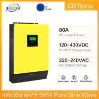 5000W Hybrid Solar Inverter 48VDC 230VAC with High PV Input 450Vdc Built-in 80A MPPT Solar Controller with Max. 9pcs in Parallel