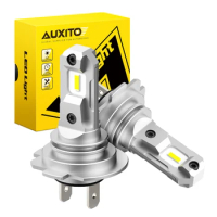 AUXITO 2Pcs Mini H7 LED Headlight Bulb Wireless 60W 12000LM 6500K CSP for Car Headlamp Auto Lamps H7 LED No Fan 12V Automobile
