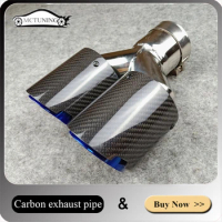 Y Model Blue Muffler Tip Car Accessories Universal Stainless Steel Carbon Fiber Nozzles Tailpipe For Akrapovic Exhaust Pipes