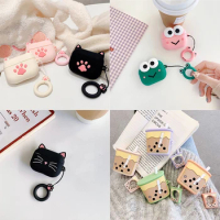 Cute Cat Claw Frog Bouble Milk Tea Keychain For Airpods Pro Case Good Silicone Bluetooth Wireless Protective Case For AirPods
