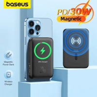 Baseus 10000mAh 20000mAh Magnetic Power Bank Wireless Charger 30W 6000mAh Powerbank For iPhone 14 13 Portable External Battery