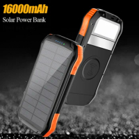 16000mAh Solar Power Bank Qi Wireless Charger Powerbank for iPhone 13 Pro Samsung S22 S23 Huawei Xiaomi Poverbank with LED Light