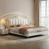 Elegant Modern Double Bed Loft Leather Luxury Princess Bed Adults Villa Camas De Dormitorio Furniture Home