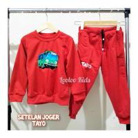 Jogger Setelan Viral Anak Laki-Laki Baju Kaos Bordir Karakter Tayo Dan Celana Cowok 1 - 7 Tahun - St