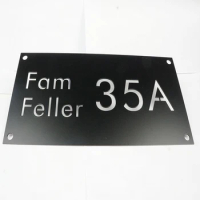 2mm Black House Number Sign Stainless Steel Name Plate 12''*6''