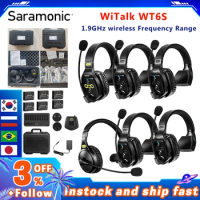 Saramonic WiTalk WT6S Full Duplex Communication Wireless Intercom Headset System Marine Boat Football Coaches Headset Microphone
