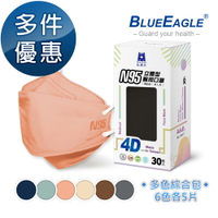 N95 4D立體型醫療成人口罩 (綜合包) 30片/盒 藍鷹牌 多件優惠 NP-4DMMIX1-30 每色各5片