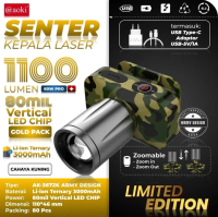 Senter Kepala Aoki AK-3671A dengan Cahaya Maksimal 1100 lumen dan Rechargeable USB-C