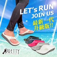 【Pretty】輕量防水彈力人字夾腳馬拉松運動拖鞋/跑拖/厚底拖鞋/防水穆勒鞋(男女款任選)