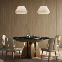 Natural marble table light luxury high-end villa new round luxury stone dining table family dining table