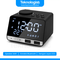 Jam Meja Alarm Clock Bluetooth Speaker Radio dengan USB Charging