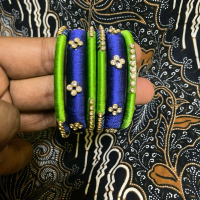 INDIAN bangles Berwarna Biru dan Hijau Dengan Hiasan Bunga Emas Untuk Koleksi Fashion