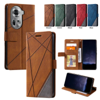 เคสฝาพับ, เคสหนัง PU ประกบ, พร้อมช่องเสียบการ์ด, ที่วางขาตั้ง, เคส TPU, สำหรับ OPPO Reno 11, 10 Pro+