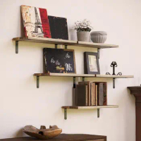 Storage Shelves Rustic Style Wooden Floating Shelves Simple Installation Plant Display Wall-mounted Book Shelves Wall Book