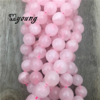 High quality Natural Genuine Rose Crystal Quartz Round Loose Beads MY1925