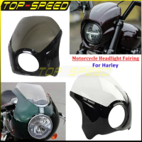 For Harley Dyna Street Bob Sportster Touring Softail Motorcycle Front Headlight Fairing Windshield Smoke 5.75" Light Mask Cover