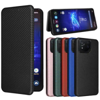 For Asus ROG Phone 8 Luxury Flip Carbon Fiber Skin Magnetic Adsorption Case For Asus ROG Phone8 ROG8 Phone Bags