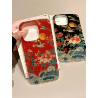 New Chinese Style Meaning Gold Foil Broken Flower Magpie Double-Sided Case Compatible with iphone 16