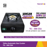 Kompor Gas Teflon TECSTAR TG-388 CSA 1 Tungku, Api biru, Hitam Coating, Tanpa Karat & Anti Noda