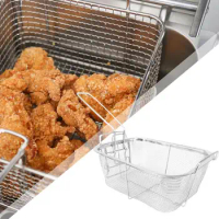 Stainless Steel Deep Fry Basket With Non-Slip Handle French Chip Frying Strainer Basket Kitchen Round Fryer Wire Mesh For Chips