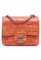 Chanel 二手 Chanel 迷你方形經典漆皮條紋單翻蓋包