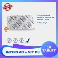 Interlac Probiotik + Vitamin D3 400 IU 10 Tablet – Tablet Kunyah Rasa Jeruk untuk Anak, Dewasa & Lan
