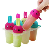 Cute Bunny Popsicle Molds Homemade Ice Cream Making Mold with Lid For Chocolates Reusable Freezing Baby Food Kitchen Accessories