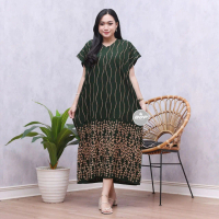 Daster lowo Panjang Semata kaki Busui Kekinian Non Ruffle Kain Lembut Motif  Rayon  Tebal