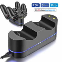 PS4 Controller Charger for Sony PS4 / PS4 Pro / PS4 Slim DualShock 4 Controller, Dual USB LED Indicator Light