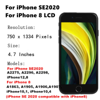 ชุดซ่อมจอ LCD สำหรับ iPhone SE2020, สำหรับ iPhone 8, ตัวเลขหน้าจอสัมผัส, เข้ากันได้กับ A2275, A2296,