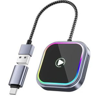 無線carplay盒子鋁合金炫彩燈車機互聯android auto跨境 CXZ521