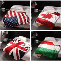 Double Layer Blankets Thick Canadian Maple Leaf Canada US UK Flags Flannel Microfiber Cashmere Plush Throw Blanket 130x160cm