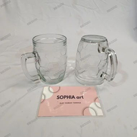 GELAS GAGANG BESAR KACA BENING POLOS MOTIF UNTUK MINUMAN ES TEH JUS KOPI MUG MINUM JUMBO SERBAGUNA A
