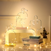 北歐擺件創意個性圣誕植物鳳梨仙人掌夜燈臥室客廳家居ins風擺件