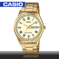 【CASIO 卡西歐】燦金大方錶款_不銹鋼指針男錶(MTP-V006G)