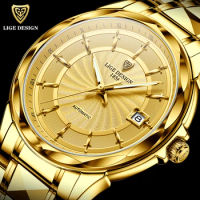 LIGE Mens Automatic Mechanical Watches Luxury Brand Business Tungsten Steel Waterproof WristWatch Men Fashion Clock reloj hombre