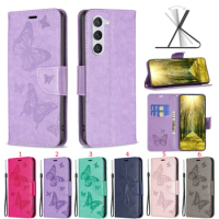100pcs/lot For Samsung Galaxy S24 Ultra Card Slots Stand Butterfly Book Style Leather Case For Samsung Galaxy S24 Plus