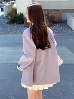 紫色正韓西裝外套女春秋高級感西服設計感小眾小個子