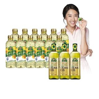 【得意的一天】100% pure 葵花/橄欖油15罐組(100%純葵花油1L*12瓶+100%義大利橄欖油1L*3瓶)
