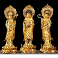3P Large Buddhism high grade gold gilding copper Standing Guan yin Mahasthamaprapta Buddha HOME shrine protection FENG SHUI 58CM