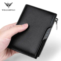 WILLIAMPOLO Men's Wallets Thin Male Wallet Card Holder Leather Soft Standard Wallet New Design Business Mens Short Slim Wallet