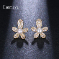 Emmaya Interesting Design Strange Model Star-shape Gold Color With Cubin Zircon For Women Cute Earring Brilliant Gift To Friend