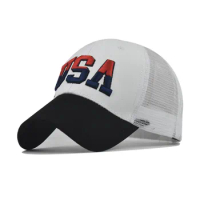 Male Female Baseball Caps Usa Embroidery Hip Hop Style Breathable Mesh Baseball Cap Vintage Contrast Color Visors Sun Hats