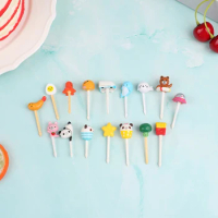 5Pcs Animal Fruit Fork Food Grade Plastic Cartoon Kids Cake Fruit Toothpick Bento Lunch Bento Access