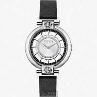 【VERSUS】VERSUS凡賽斯女錶型號VV00017(銀色錶面銀錶殼深黑色真皮皮革錶帶款)