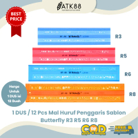1 DUS Mal Huruf 3 mm BT-R3 / 5 mm BT-R5 / 6 mm BT-R6 / 8 mm BT-R8 - Penggaris Sablon Butterfly