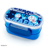 小禮堂 哆啦A夢 日製塑膠雙面扣雙層便當盒《藍.文字》保鮮盒.餐盒